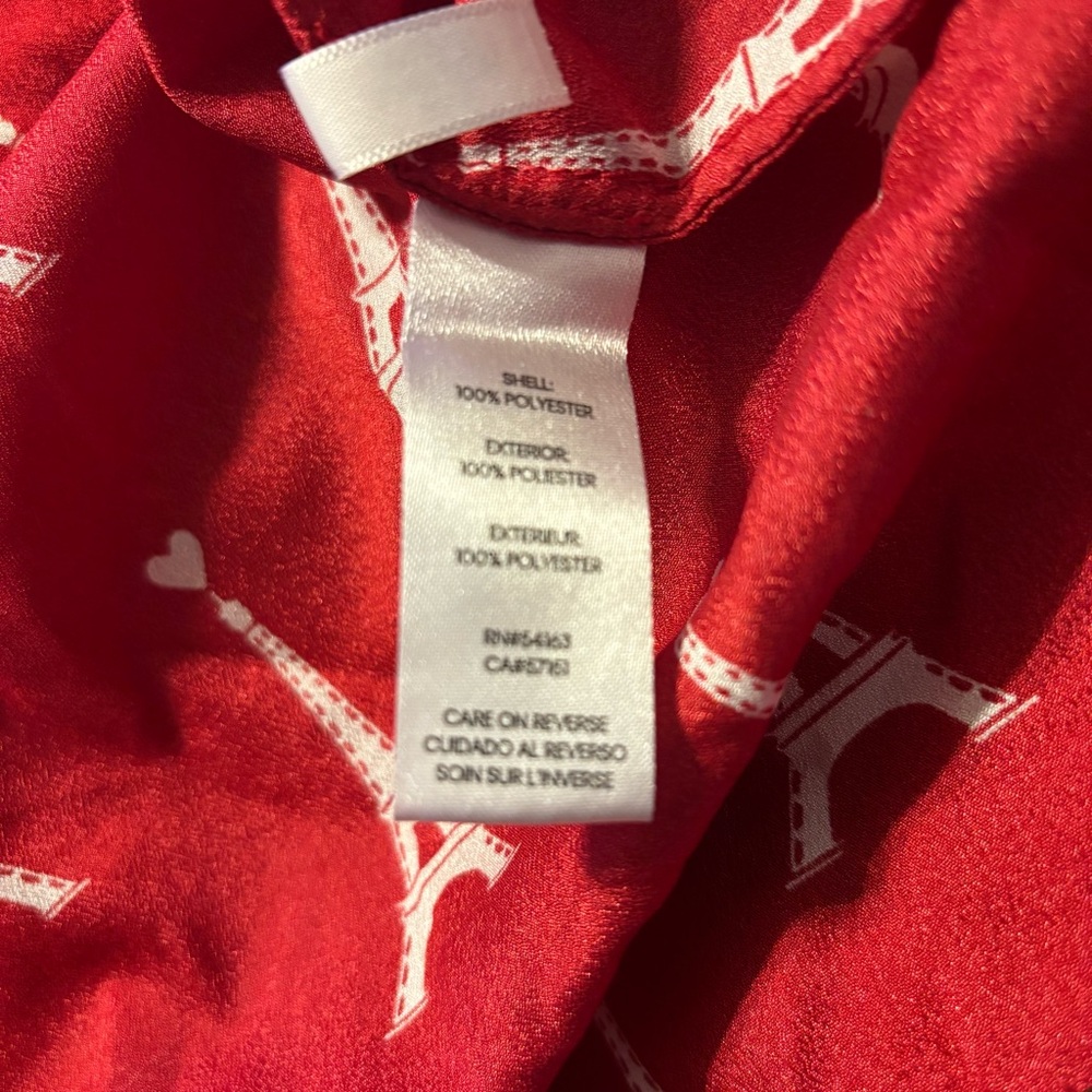 Karl Lagerfeld Red Eiffel Tower Print Button Down Shirt Women’s Sz Medium - Picture 7 of 8